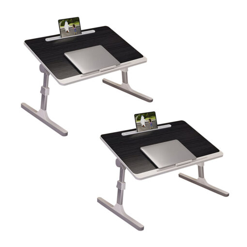 1-SOGA 2X 60X40cm Black Small Laptop Bed Portable Foldable Study Table Adjustable