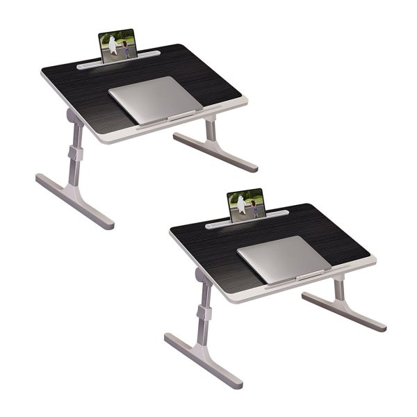 1-SOGA 2X 60X40cm Black Small Laptop Bed Portable Foldable Study Table Adjustable