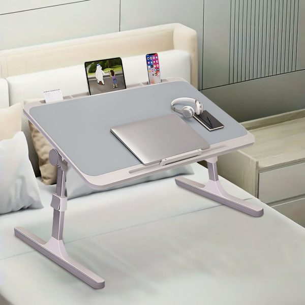 2-SOGA 70X45cm Grey Small Laptop Bed Portable Foldable Study Table Adjustable