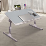 3-SOGA 70X45cm Grey Small Laptop Bed Portable Foldable Study Table Adjustable