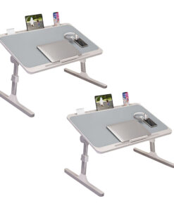 1-SOGA 2X 70X45cm Grey Small Laptop Bed Portable Foldable Study Table Adjustable