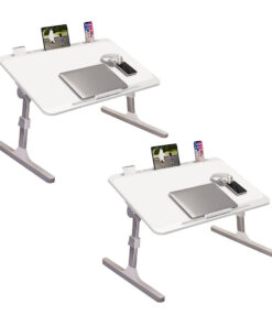 1-SOGA 2X 70X45cm White Small Laptop Bed Portable Foldable Study Table Adjustable