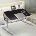 2-SOGA 70X45cm Black Small Laptop Bed Portable Foldable Study Table Adjustable