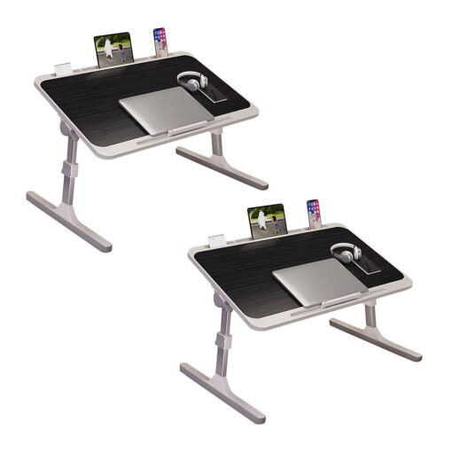 1-SOGA 2X 70X45cm Black Small Laptop Bed Portable Foldable Study Table Adjustable