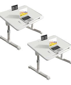 1-SOGA 2X 60X40cm White Small Laptop Bed Portable Foldable Study Table Adjustable