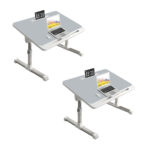 1-SOGA 2X 60X40cm Grey Small Laptop Bed Portable Foldable Study Table Adjustable