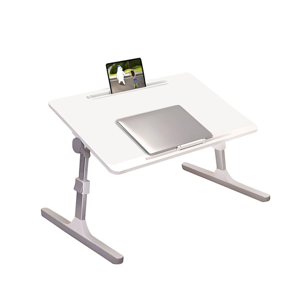 1-SOGA 60X40cm White Small Laptop Bed Portable Foldable Study Table Adjustable