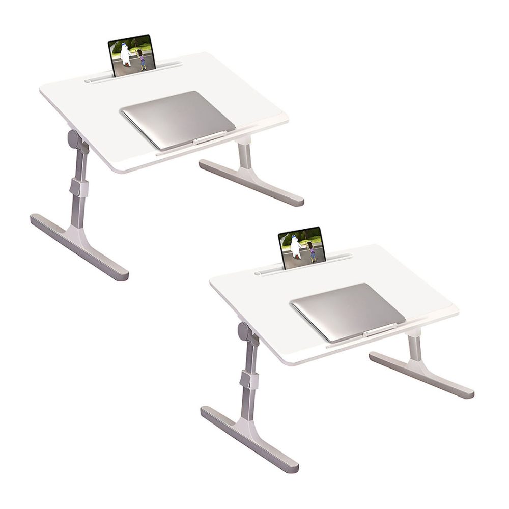 1-SOGA 60X40cm White Small Laptop Bed Portable Foldable Study Table Adjustable
