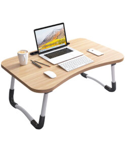 1-SOGA 2X Walnut Portable Bed Table Adjustable Foldable Bed Sofa Study Table Laptop Mini Desk with Notebook Stand Card Slot Holder Home Decor