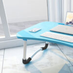 3-SOGA Blue Portable Bed Table Adjustable Foldable Bed Sofa Study Table Laptop Mini Desk with Notebook Stand Card Slot Holder Home Decor