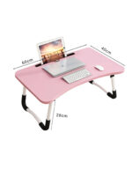 6-SOGA Pink Portable Bed Table Adjustable Foldable Bed Sofa Study Table Laptop Mini Desk with Notebook Stand Card Slot Holder Home Decor