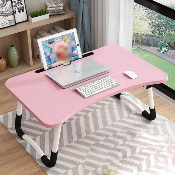 2-SOGA 2X Pink Portable Bed Table Adjustable Foldable Bed Sofa Study Table Laptop Mini Desk with Notebook Stand Card Slot Holder Home Decor