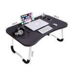 5-SOGA Black Portable Bed Table Adjustable Foldable Bed Sofa Study Table Laptop Mini Desk with Notebook Stand Cup Slot Home Decor