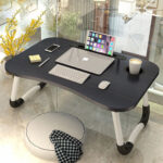 7-SOGA 2X Black Portable Bed Table Adjustable Foldable Bed Sofa Study Table Laptop Mini Desk with Notebook Stand Cup Slot Home Decor
