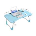 6-SOGA 2X Blue Portable Bed Table Adjustable Foldable Bed Sofa Study Table Laptop Mini Desk with Notebook Stand Cup Slot Home Decor