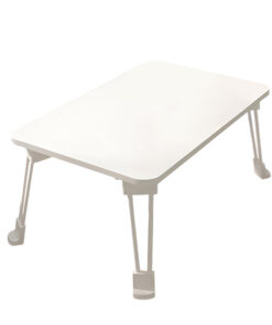 1-SOGA White Portable Bed Table Adjustable Folding Mini Desk With Cup-Holder Home Decor