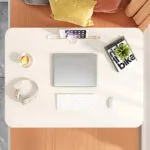 4-SOGA White Portable Bed Table Adjustable Folding Mini Desk With Cup-Holder Home Decor