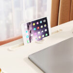 7-SOGA White Portable Bed Table Adjustable Folding Mini Desk With Cup-Holder Home Decor