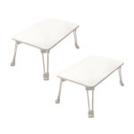 1-SOGA 2X White Portable Bed Table Adjustable Folding Mini Desk With Cup-Holder Home Decor
