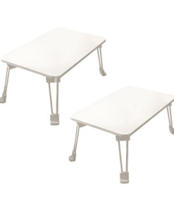 1-SOGA 2X White Portable Bed Table Adjustable Folding Mini Desk With Cup-Holder Home Decor