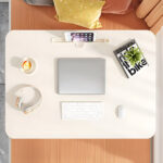 4-SOGA 2X White Portable Bed Table Adjustable Folding Mini Desk With Cup-Holder Home Decor