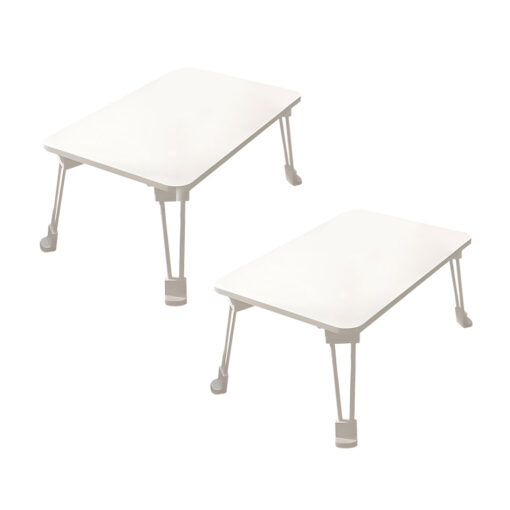 1-SOGA 2X White Portable Bed Table Adjustable Folding Mini Desk With Cup-Holder Home Decor