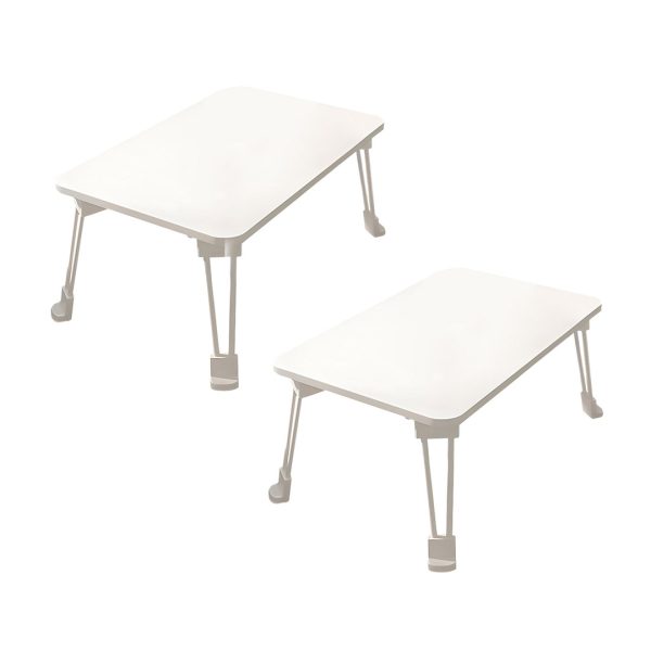 1-SOGA 2X White Portable Bed Table Adjustable Folding Mini Desk With Cup-Holder Home Decor