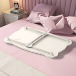 6-SOGA 2X White Portable Bed Table Adjustable Folding Mini Desk With Mini Drawer and Cup-Holder Home Decor