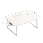 7-SOGA 2X White Portable Bed Table Adjustable Folding Mini Desk With Mini Drawer and Cup-Holder Home Decor