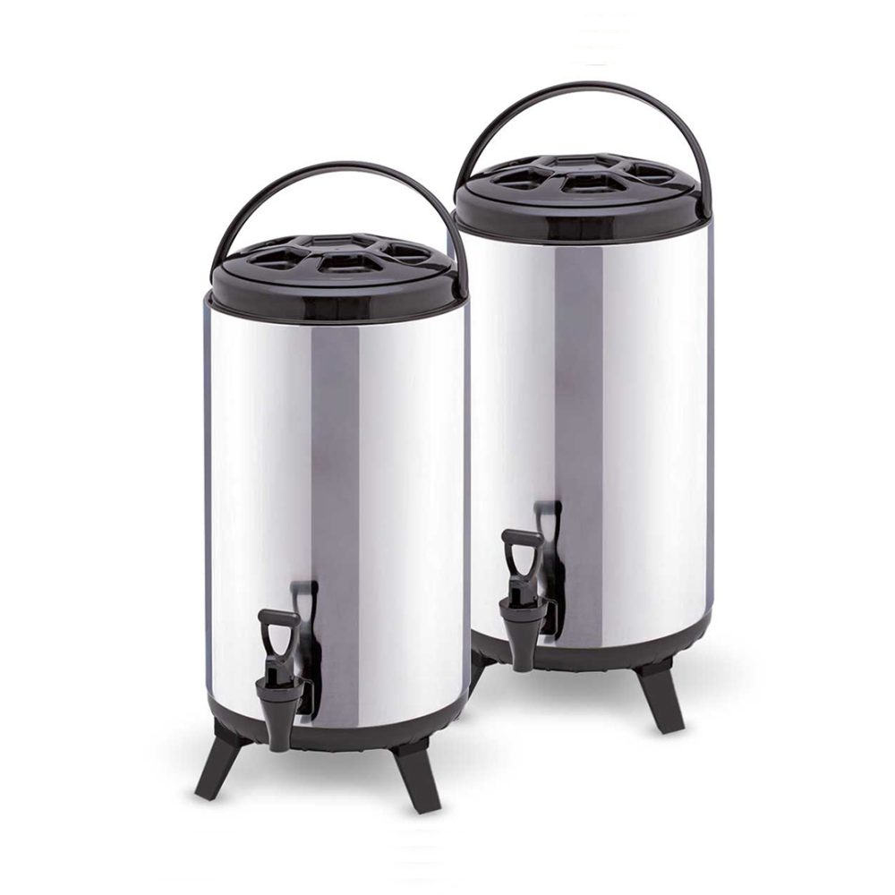 1-SOGA 2X 10L Portable Insulated Cold/Heat Coffee Tea Beer Barrel Brew Pot With Dispenser