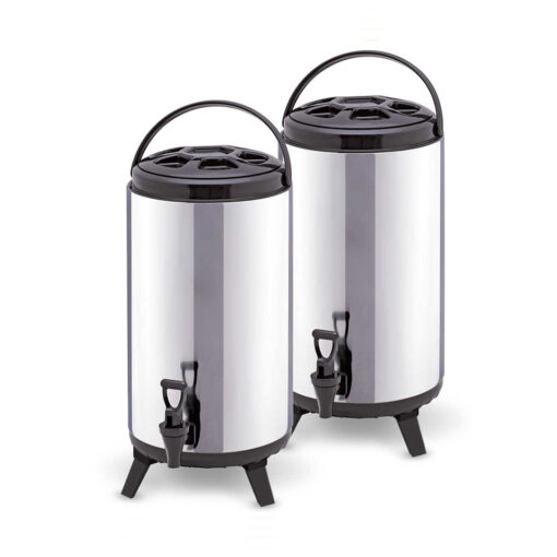 1-SOGA 2X 10L Portable Insulated Cold/Heat Coffee Tea Beer Barrel Brew Pot With Dispenser