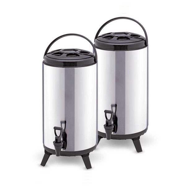 1-SOGA 2X 10L Portable Insulated Cold/Heat Coffee Tea Beer Barrel Brew Pot With Dispenser
