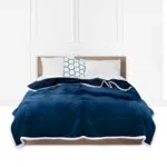 1-SOGA Navy Blue Throw Blanket Warm Cozy Double Sided Thick Flannel Coverlet Fleece Bed Sofa Comforter