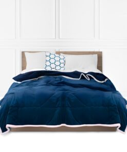 1-SOGA Navy Blue Throw Blanket Warm Cozy Double Sided Thick Flannel Coverlet Fleece Bed Sofa Comforter