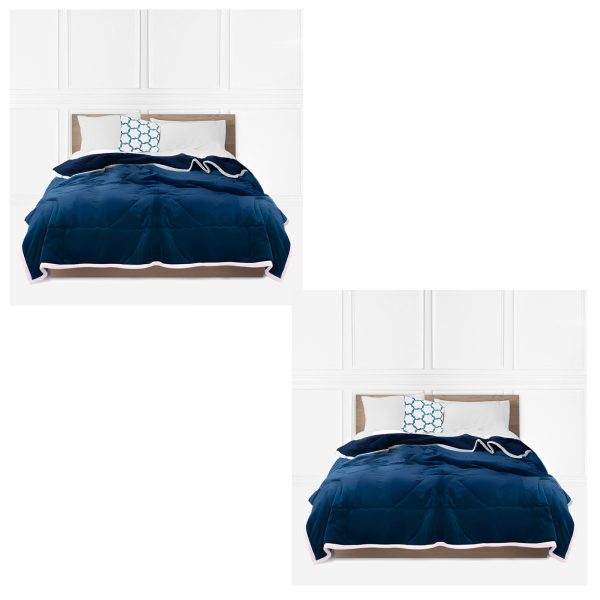 1-SOGA 2X Navy Blue Throw Blanket Warm Cozy Double Sided Thick Flannel Coverlet Fleece Bed Sofa Comforter