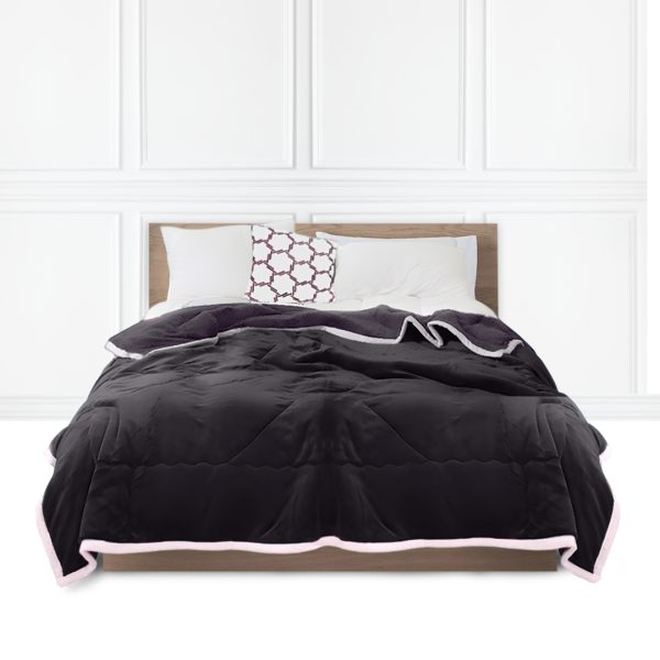 1-SOGA Dark Grey Throw Blanket Warm Cozy Double Sided Thick Flannel Coverlet Fleece Bed Sofa Comforter