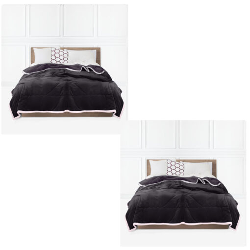 1-SOGA 2X Dark Grey Throw Blanket Warm Cozy Double Sided Thick Flannel Coverlet Fleece Bed Sofa Comforter