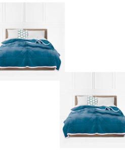 1-SOGA 2X Lake Blue Throw Blanket Warm Cozy Double Sided Thick Flannel Coverlet Fleece Bed Sofa Comforter