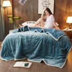 7-SOGA 2X Lake Blue Throw Blanket Warm Cozy Double Sided Thick Flannel Coverlet Fleece Bed Sofa Comforter