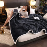 8-SOGA Black Throw Blanket Warm Cozy Double Sided Thick Flannel Coverlet Fleece Bed Sofa Comforter
