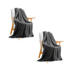 1-SOGA 2X Grey Throw Blanket Warm Cozy Double Sided Thick Flannel Coverlet Fleece Bed Sofa Comforter