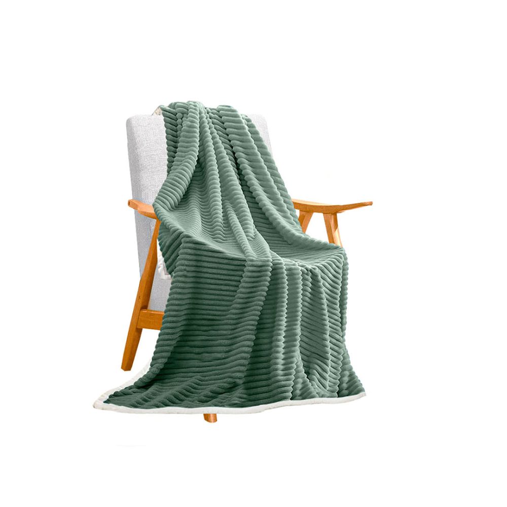 1-SOGA Light Green Throw Blanket Warm Cozy Double Sided Thick Flannel Coverlet Fleece Bed Sofa Comforter
