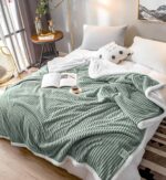 2-SOGA 2X Light Green Throw Blanket Warm Cozy Double Sided Thick Flannel Coverlet Fleece Bed Sofa Comforter