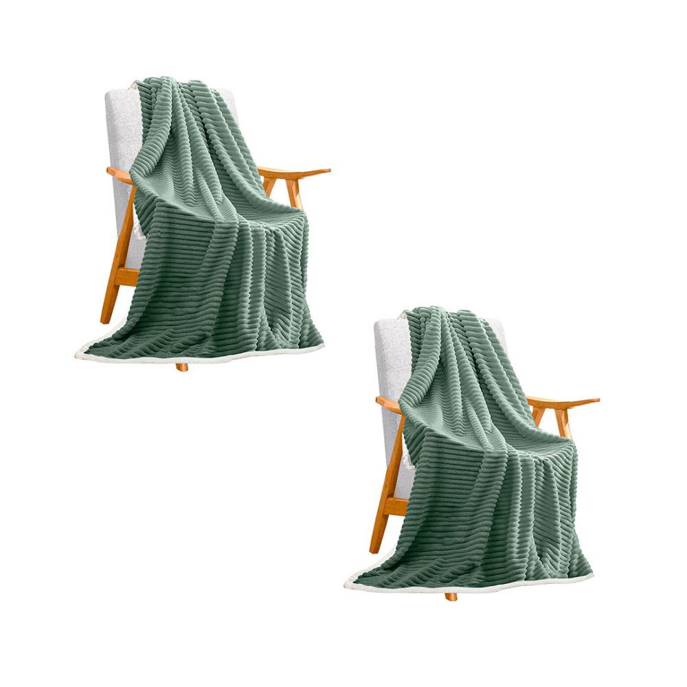 1-SOGA 2X Light Green Throw Blanket Warm Cozy Double Sided Thick Flannel Coverlet Fleece Bed Sofa Comforter
