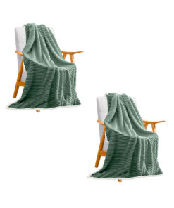 1-SOGA 2X Light Green Throw Blanket Warm Cozy Double Sided Thick Flannel Coverlet Fleece Bed Sofa Comforter