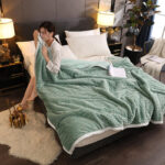 8-SOGA 2X Light Green Throw Blanket Warm Cozy Double Sided Thick Flannel Coverlet Fleece Bed Sofa Comforter