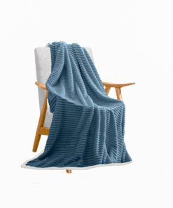 1-SOGA Blue Throw Blanket Warm Cozy Double Sided Thick Flannel Coverlet Fleece Bed Sofa Comforter