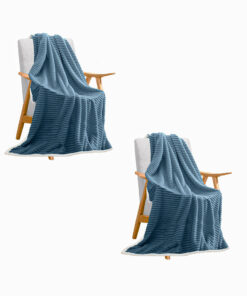 1-SOGA 2X  Blue Throw Blanket Warm Cozy Double Sided Thick Flannel Coverlet Fleece Bed Sofa Comforter