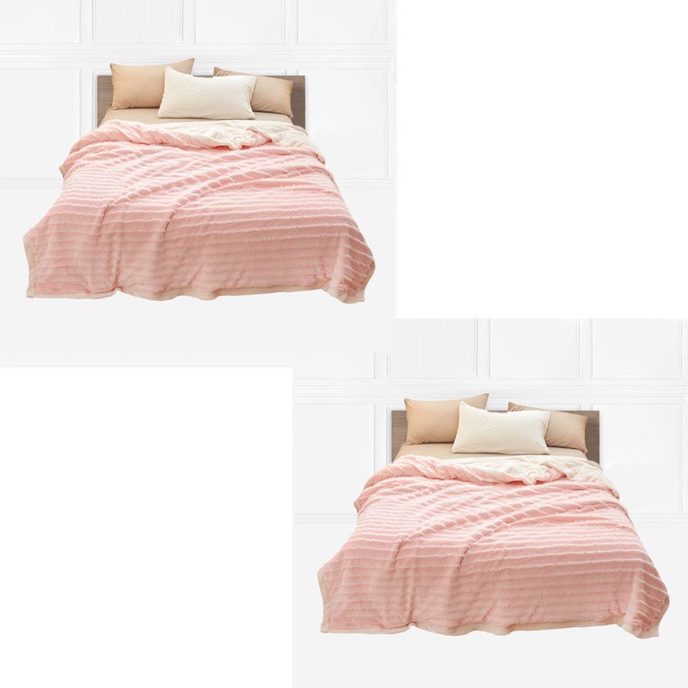 1-SOGA 2X Throw Blanket Warm Cozy Double Sided Thick Flannel Coverlet Fleece Bed Sofa Comforter Pink