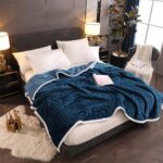 2-SOGA 2X Throw Blanket Warm Cozy Double Sided Thick Flannel Coverlet Fleece Bed Sofa Comforter Dark Blue